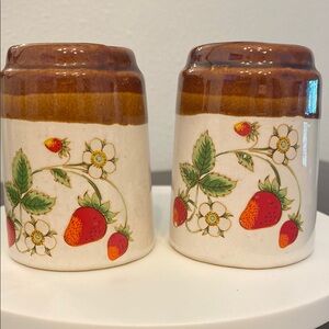 Vintage 60’s Drip Glaze Wild Strawberry Salt and Pepper Shakers